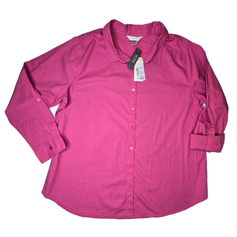 Christopher‎ & Banks Petite Pink Long or 3/4 Sleeve Option Button Up SZ PXL NWT